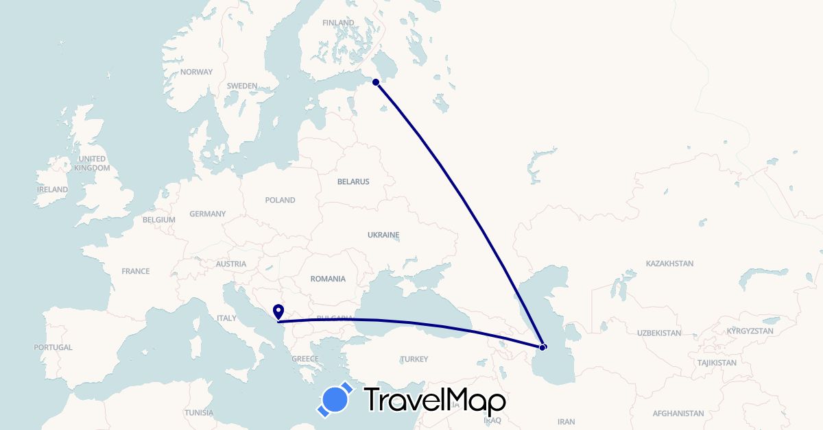 TravelMap itinerary: driving in Montenegro, Russia (Europe)